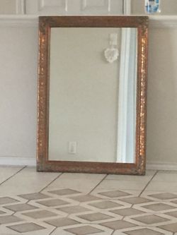 Antique Ornate Framed Mirror Copper