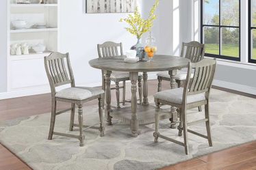 NEW 5 PC  ROUND Counter Height Table Chairs Dining Room Set $10 DOWN