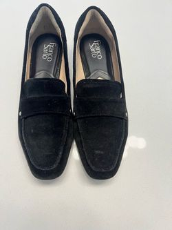 Franco Sarto Black Suede Penny Loafers