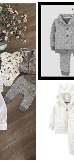 Carter’s Baby Boys' 3pc Cardigan Set Top and Bottom 3pc Sheep Terry Jacket Set