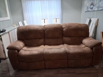 Brown Microfiber Reclining Sofa