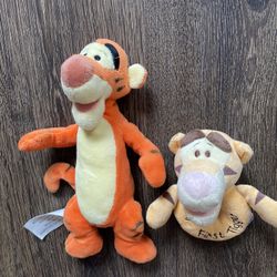 Disney Tigger Plush 9" Winnie Pooh Orange Stuffed Animal Toy & my first rattle