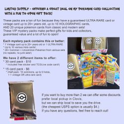 Pokemon TCG Gift Pack - 30 Cards VIP custom Pack, 10 Holos, 1 Ultra Rare/vintage, + 20 Pokémon From Classic And Modern Sets