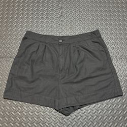 Joie Pleated Shorts Black Cotton Linen Casual Womens XL Relaxed 7” Inseam JE3368
