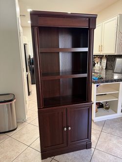 Beautiful Dark Wood Display Cabinet / Bookcase – 72”