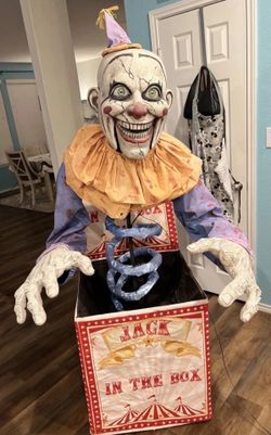 6' Home Accents Jack In Box Animated Animatronic Halloween Clown Circus WORKS!