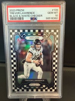 Trevor Lawrence PSA 10 Panini black and white checkerboard Prizm.