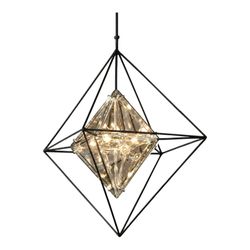 NY: Troy Lighting Epic 4-Light Pendant – Textured Iron & Topaz Glass