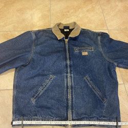 Vintage Dickies Chore Jean Jacket Corduroy Collar Quilted Lining Denim Coat XL