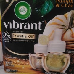 Air Wick Vibrant Plug-In Scented Oil Air Freshener Warmer Refills White Pumpkin & Chai  (2 Count) For $5