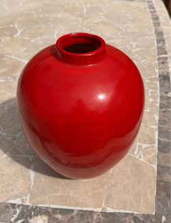 Large 11.5" Glossy Red Ceramic Vase - Excellent Condition