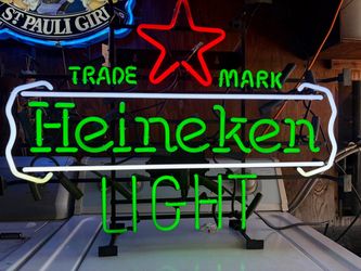 Heineken Light Neon Lite Sign Red Star Not LED Classic Neon Tube Bar Man Cave Game Pool Room
