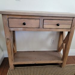 Rustic Wood Console Table with Drawers