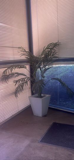 Artificial Palm Plant in White Planter