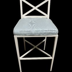 janus et cie AZIMUTH CROSS BARSTOOL WITH CUSTOM CUSHION, White Vermouth