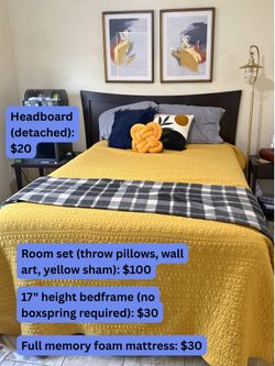 Yellow room set plus mattress and headboard