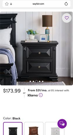 NEW IN BOX Black 2-Drawer Nightstand