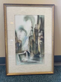 Mid Century Modern Venice Canal Painting