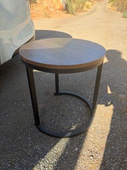 Modern Round Wood Metal Side table