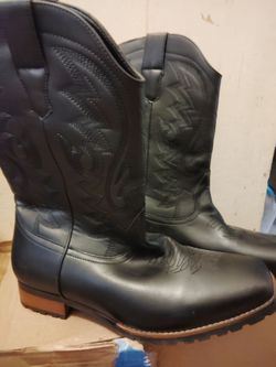 Black Leather Cowboy Boots