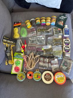Fishing Tackle Lot - PowerBait, Line, Sinkers, Hooks & Gear