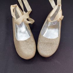 Girls Size 2 Ballerina gold glitter Shoes