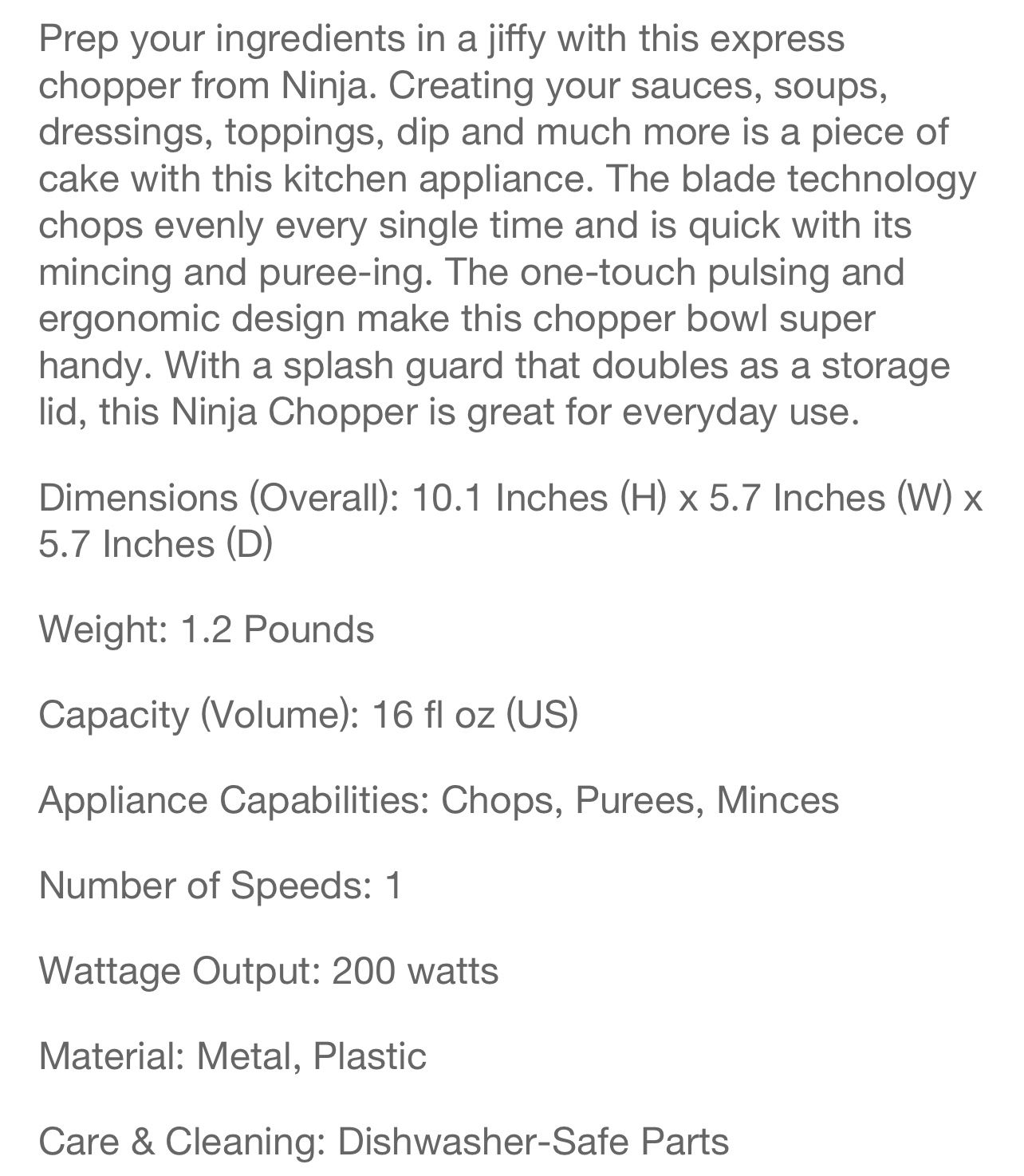 Ninja® Express Chop Food Chopper - Gray/Clear, 1 ct - Fry's Food Stores