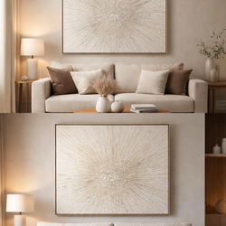 Large Abstract Wall Art Canvas Gold Frame Modern Neutral Home Decor Living Room Bedroom