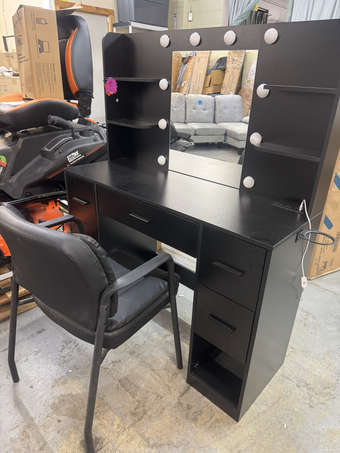 Vanity Black New Fully Assembled Led Lights Missing One Drawer
