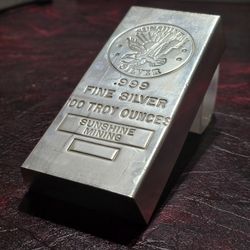 Vintage 1983 Sunshine Mint 100oz .999 Silver Bar!
