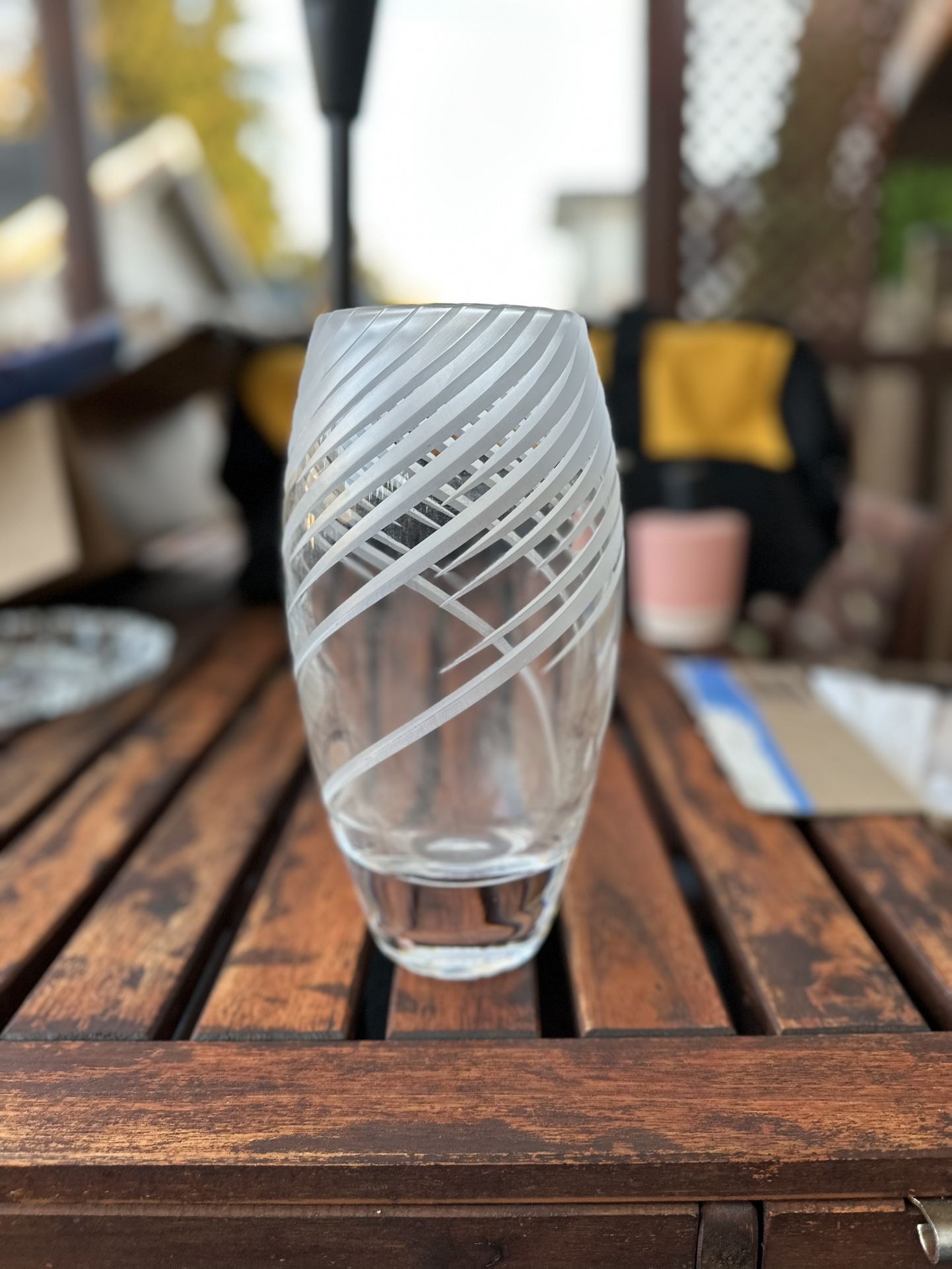 Vintage Mikasa Crystal Swirl Vase