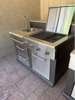 Outdoor BBQ island setup