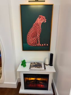 Pink Cheetah Canvas Wall Art Gold Frame