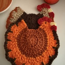 Handmade Crochet Chicken Pot Holders – Set of 2