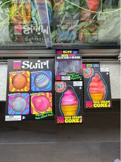 Needoh Lot of 4 ( Swirl , Nice Cream Cone , Nice Cube Glitter )