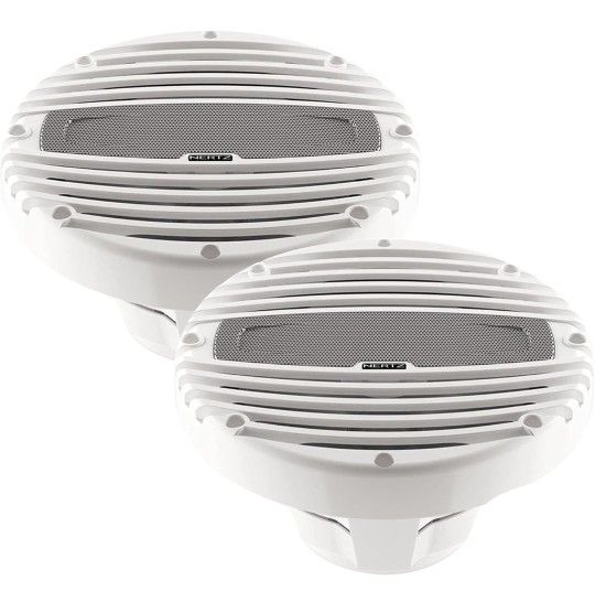 HERTZ HMX-8-LD 8" 100W RMS 4-Ohm Marine Coaxial Speakers - RGB LED Lights & White Grilles 200W Max Pair