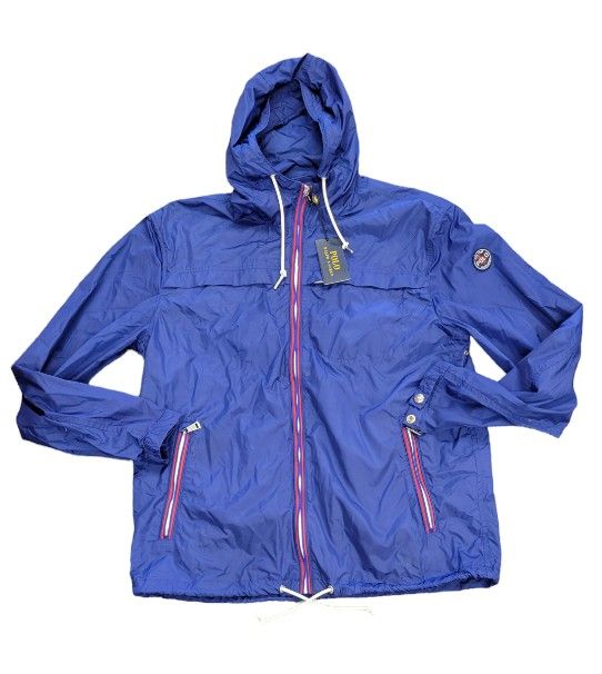 Ralph Lauren Polo Mens Blue Vented Full Zip 3 Pocket Windbreaker Track Jacket Size Medium