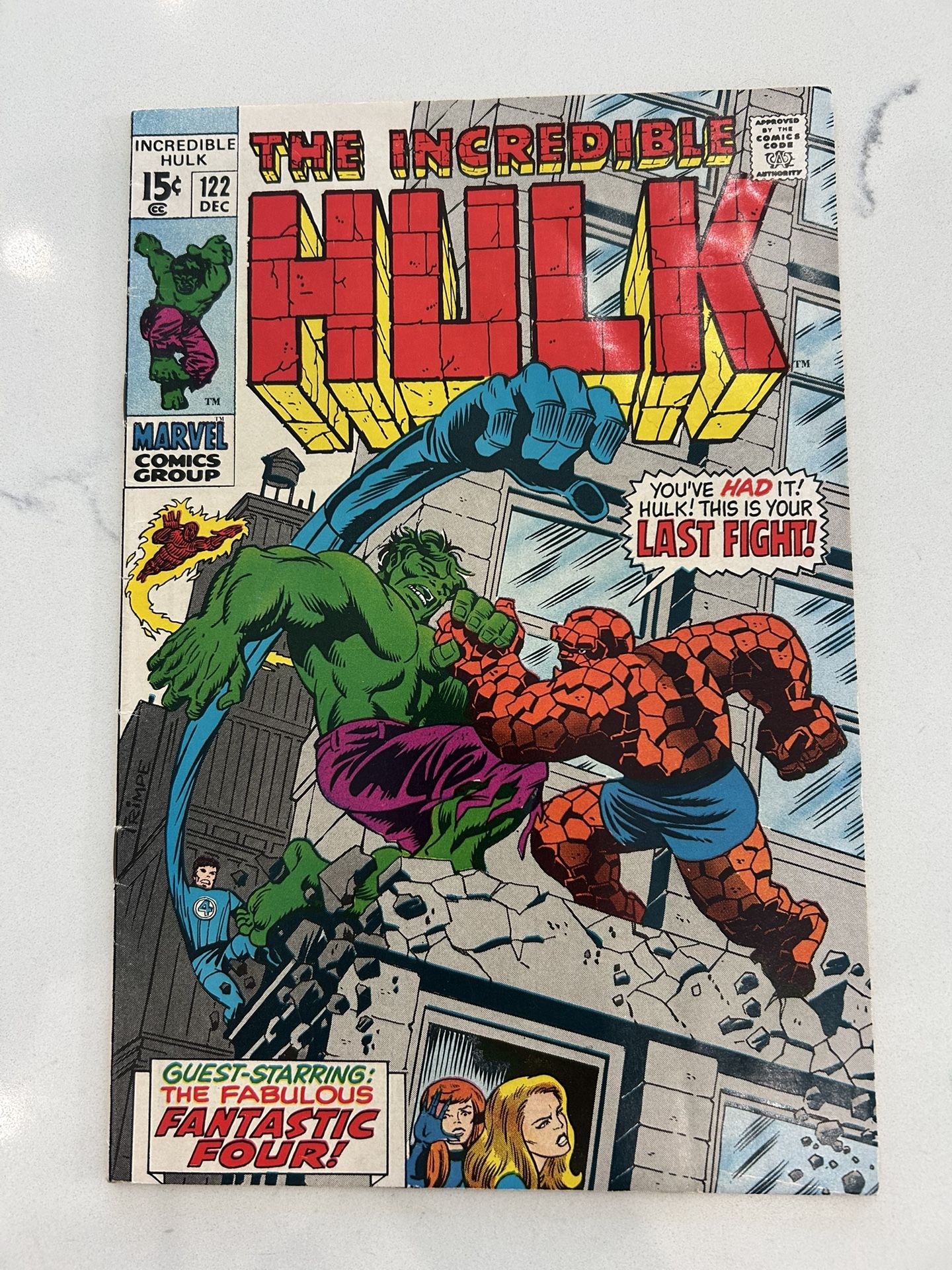The Incredible Hulk #122 Marvel 1969 π Battle of Hulk vs the Fantastic Four π₯ Fine