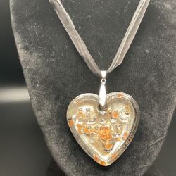 18” Necklace With Glass Heart Pendant (I LOVE YOU)…with Ext,by KGP