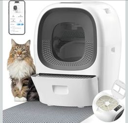 Self-Cleaning Litter Box 80L Auto Refill Self-Refilling Robot Automatic for Multiple Cats(3-20lb), Rake Design ScoopFree, 6 x Safety Sensors, Anti-Lea