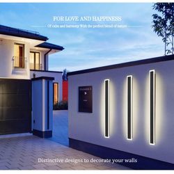 23.6" Outdoor LED Wall Lights – 2 Pack Black IP65 2A-4