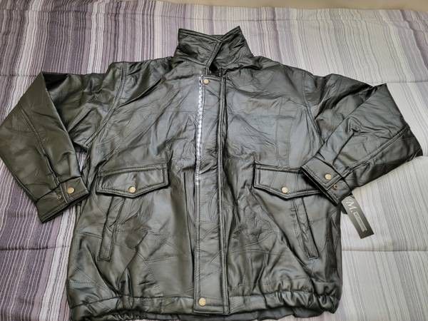 Brand New w/Tags Men's Light Weight Black 100% Leather Jacket Size XL