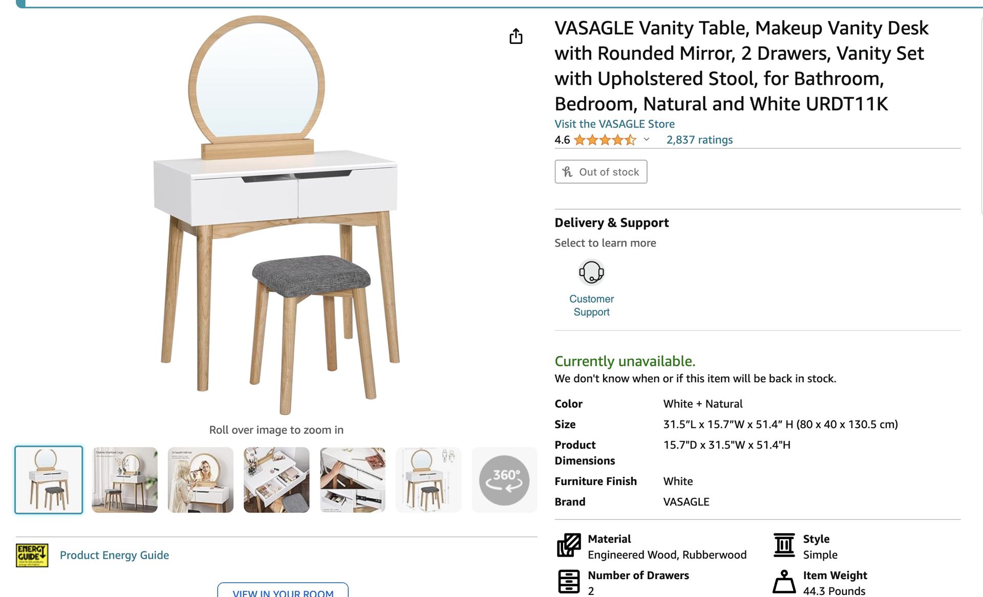 White Vanity Table/ makeup Desk