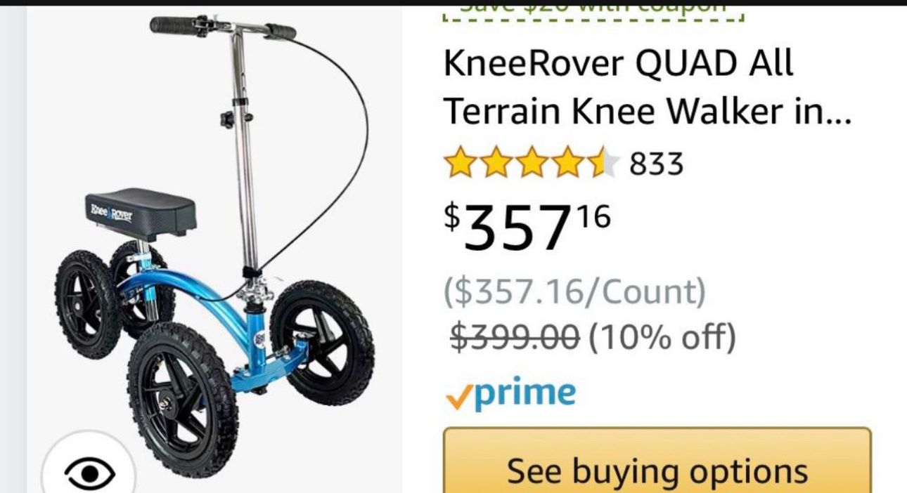 KneeRover QUAD All Terrain Knee Walker in Metallic Blue