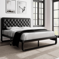 Feonase Queen Bed Frame – Like New, Upholstered with Tufted Headboard - Princeton, NJ
