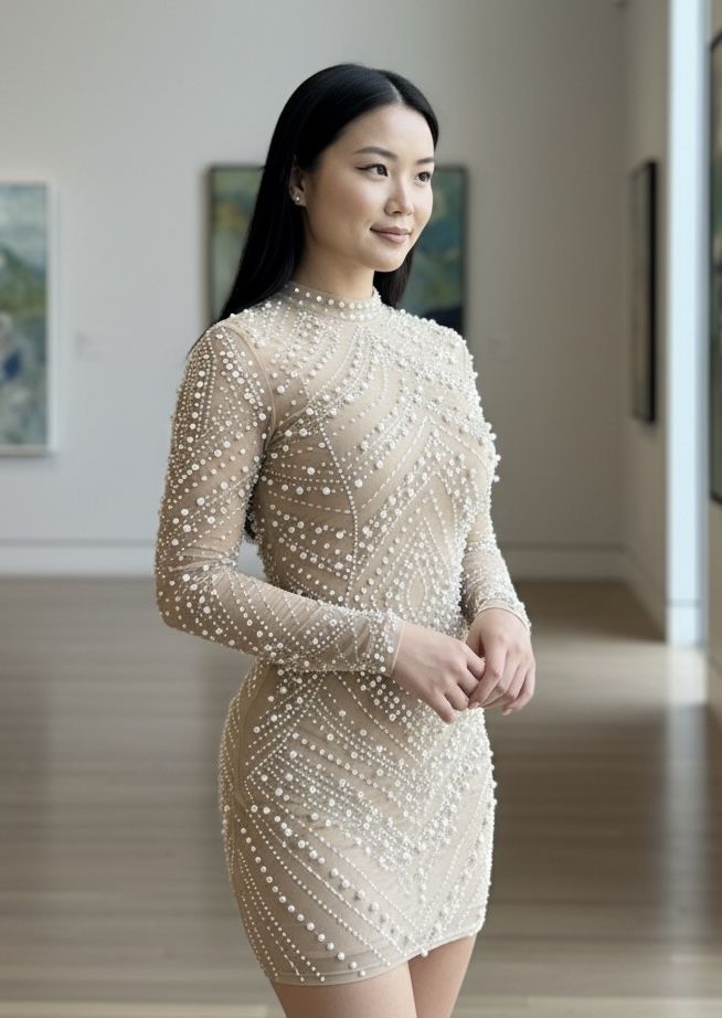 Vestido Elegante Con Cristales 