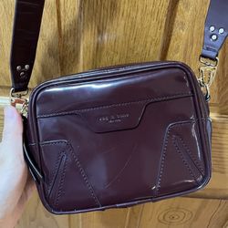 Rag and Bone Burgundy Patent Leather Crossbody Bag
