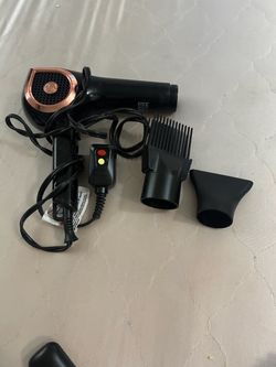 Black and Rose Gold Hair Dryer with Attachments