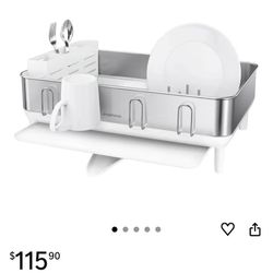 simplehuman Compact Dish Drying Rack with Stainless Steel