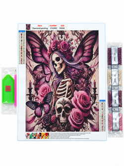 Skeleton Roses & Butterflies DIY Diamond Painting Kit 30 x 40 cm - CH2493
